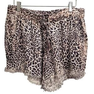 Sound/Style New York/Los Angeles Leopard Elastic Waist Raw Hem Shorts Size L